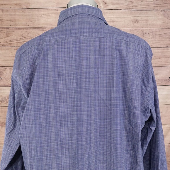 PRONTO UOMO BLUE PLAID LONG SLEEVE BUTTON DOWN SHIRT MENS SIZE XL - Picture 6 of 7
